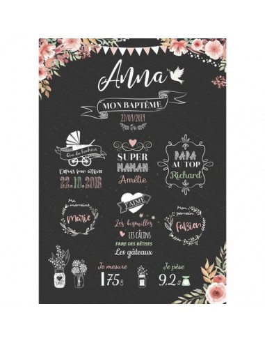 Chalkboard Baptême Collection Fleurs en ligne