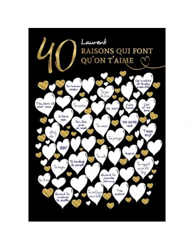 Cadeau 40 ans personnalisé, affiche spécial 40 ans à remplir par les invités. de votre