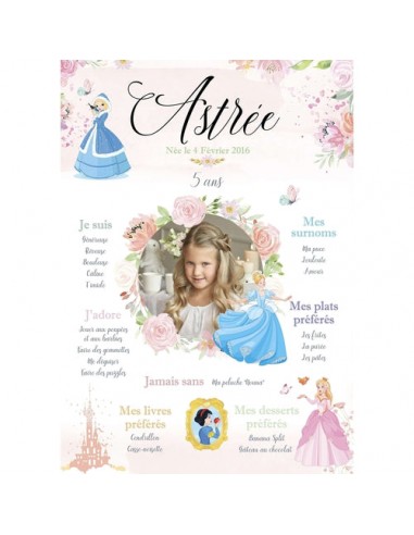 Affiche anniversaire personnalisée - thème princesse de la marque