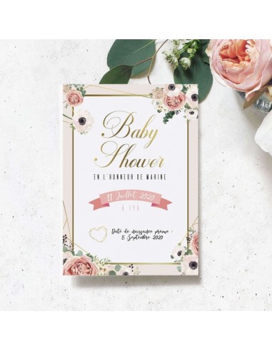 Baby shower, affiche bienvenue future maman, thème fleurs et or. JUSQU'A -70%! 