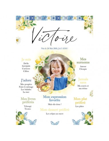 Affiche anniversaire citron, marguerite plus qu'un jeu 