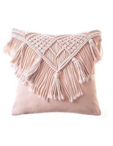 Coussin macramé rose destockage