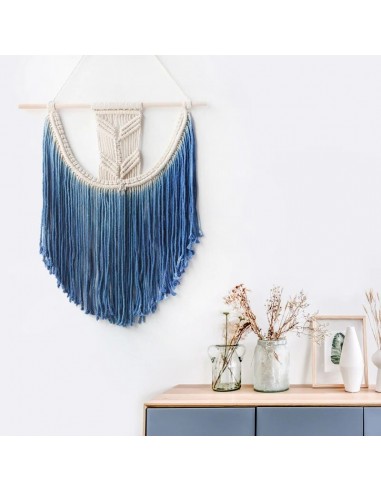 Macramé mural bleu brillant des détails fins