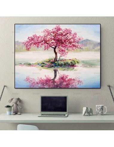 Tableau Arbre de Vie  Rose rembourrage situé sous