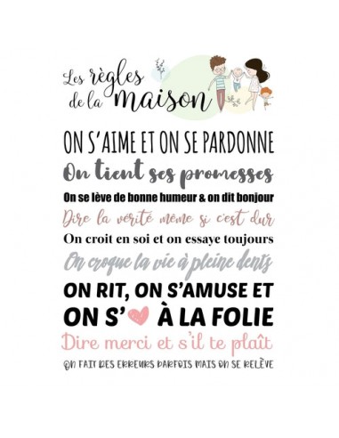 Affiche Règles de la Maison Collection La famille Les magasins à Paris et en Île-de-France