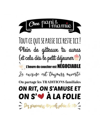 Affiche Règles de vie chez mamie et papy Venez acheter